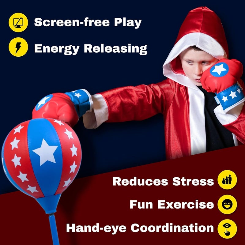 Klevly Punching Bag for Kids Ages 3-8 Yrs | Kids Punching Bag with Boxing Gloves | Height Adjustable | Ideal Christmas and Birthday Gift | Boys Toys Age 3 4 5 6 7 8 - Image 2